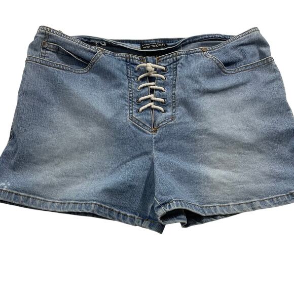 VTG Y2K No Boundaries Low Rise Lace Up Shorts size 11 Micro 31" Waist - Picture 1 of 7